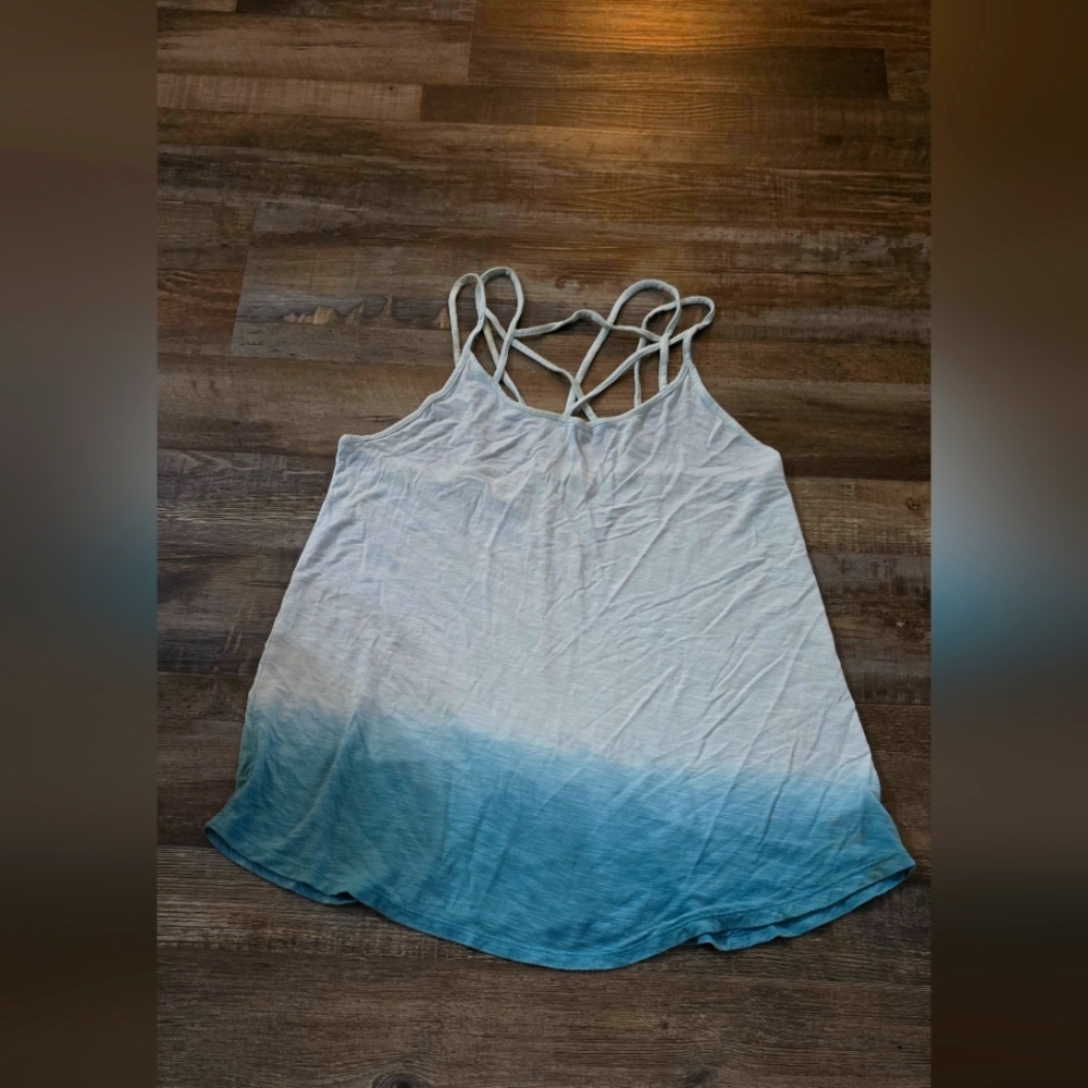American Eagle Ombre Blue and White Top
